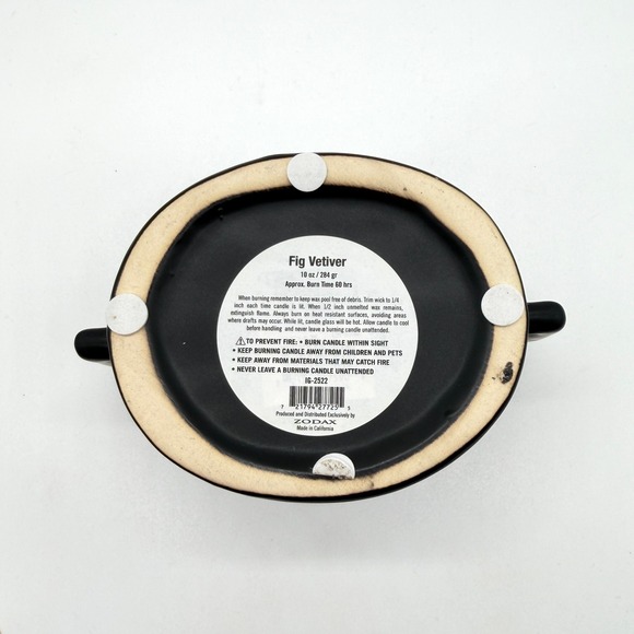 Apothecary Guild Nala Fig Vetiver Candle Matte Black Ceramic Face Jar 10oz Zodax - Picture 4 of 7